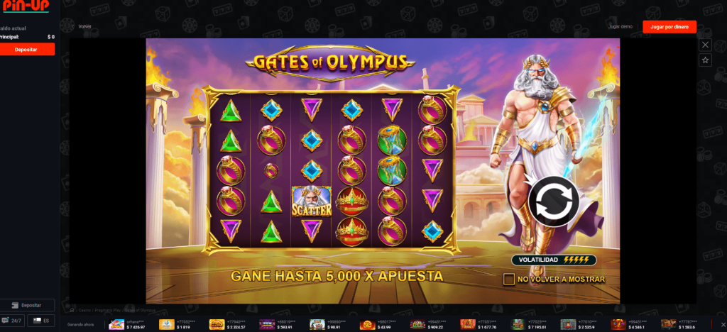 Tragaperras Gates of Olympus Pin Up Casino